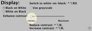 The Display tab of Mac OS X's Universal Access dialog