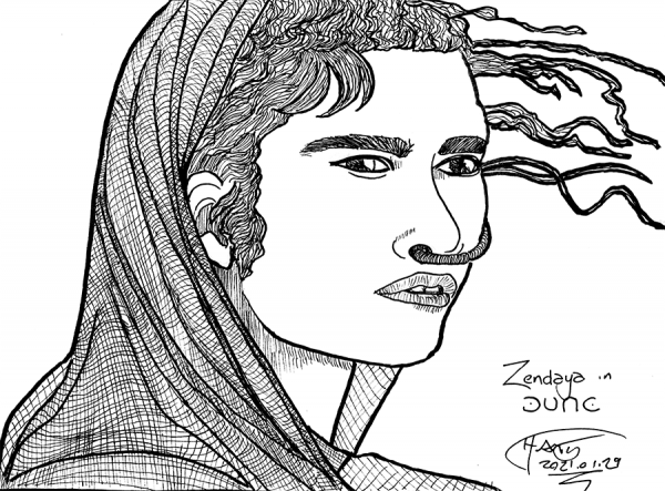Sketch of Zendaya in Dune