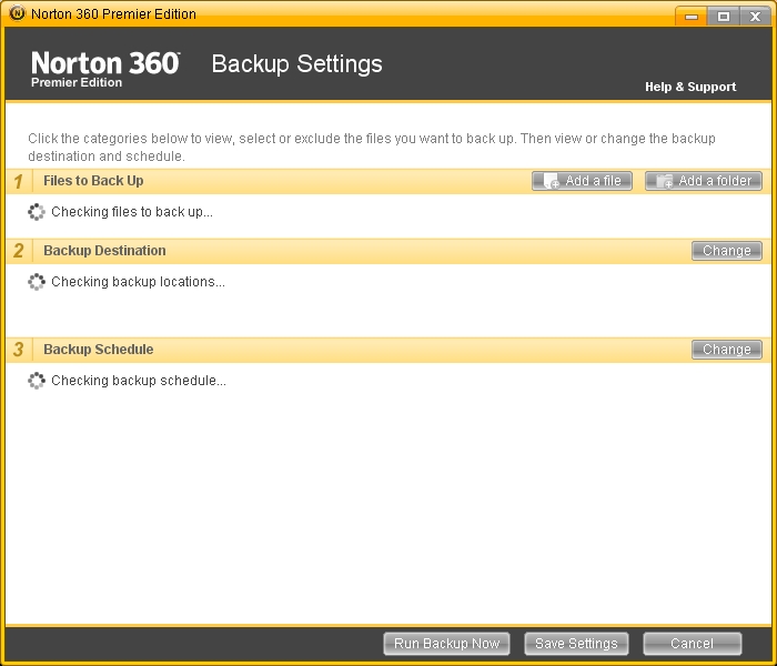 Norton Freezes on Finding Backup Locations